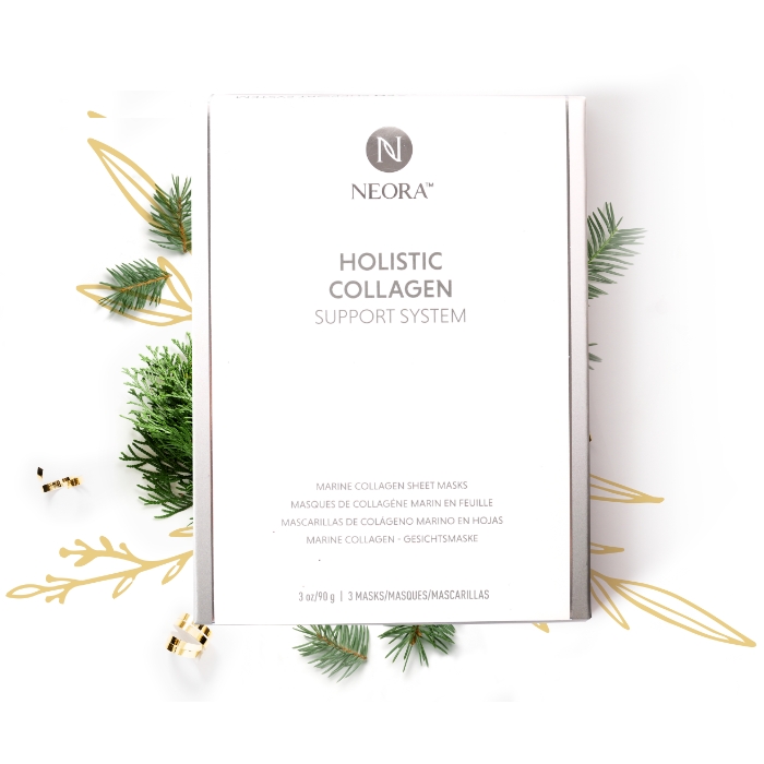Collagen Sheet Mask with holiday greenery